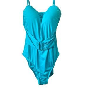 🆕 NWT La Blanca Tummy Control 1 Piece Swimsuit Blue Size 14